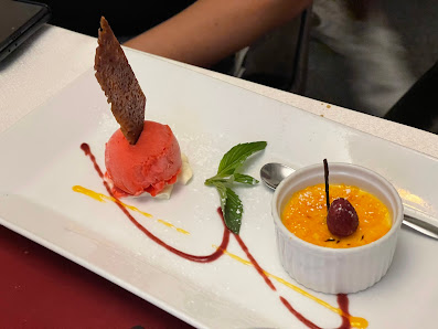 Red Sorbet with Crisp and Orange Mousse