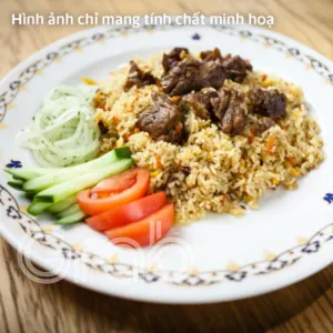 Beef fried with broccoli and served with rice. at Ambrosia Cafe Bistro