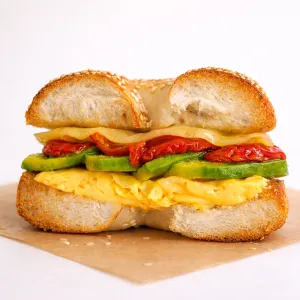 Avocado + Cheese + Egg + Sun-dried Tomatoes Bagel