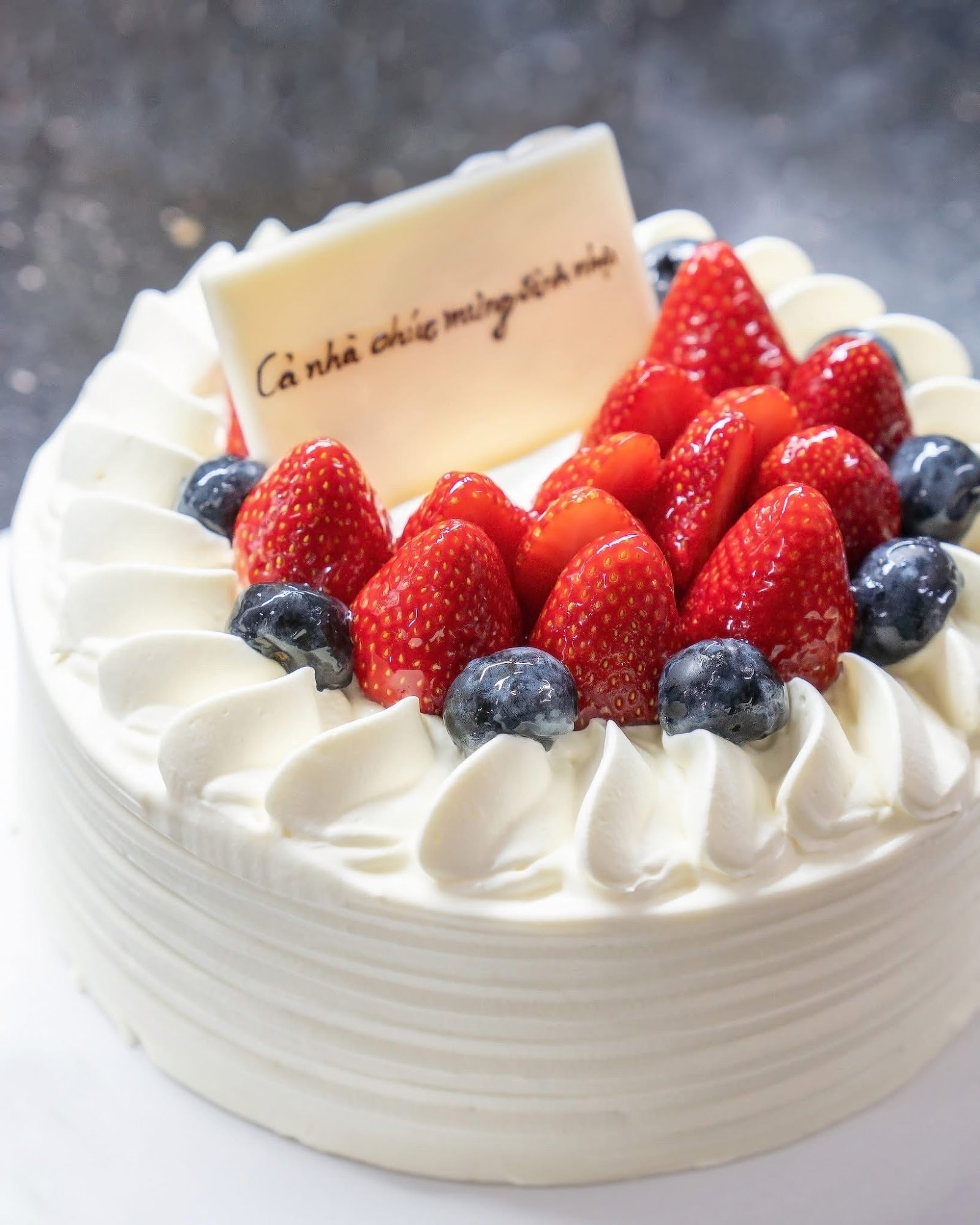 Strawberry and Blueberry Whipped Cream Cake