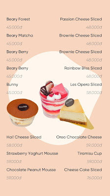 A menu displaying various dessert options including names and prices.
