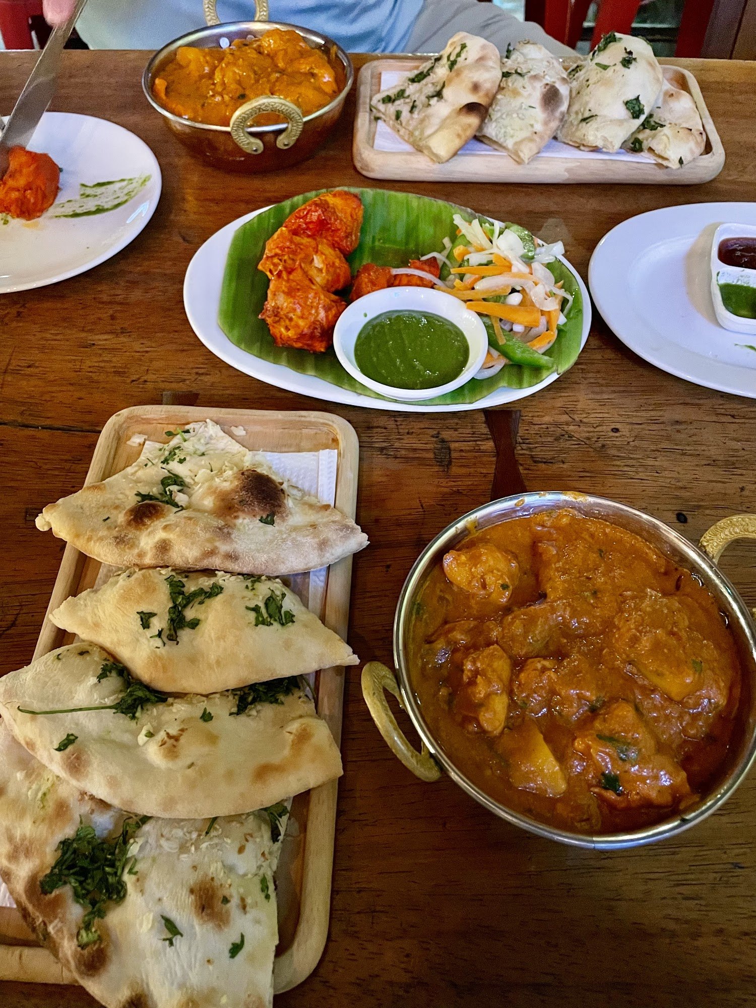 South Asian mixed meal with curry and naan