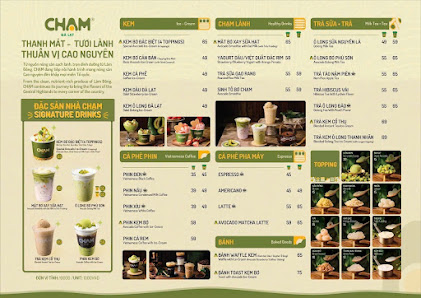 The image is a menu for a venue in Thao Dien, Saigon, featuring sections like 'THUAN VI - TUI LANH', 'THUAN VI - VI CAC NGUYEN', 'CA THE PHA MAY', and