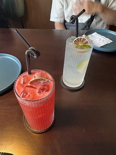 Pink Cocktail and Clear Cocktail