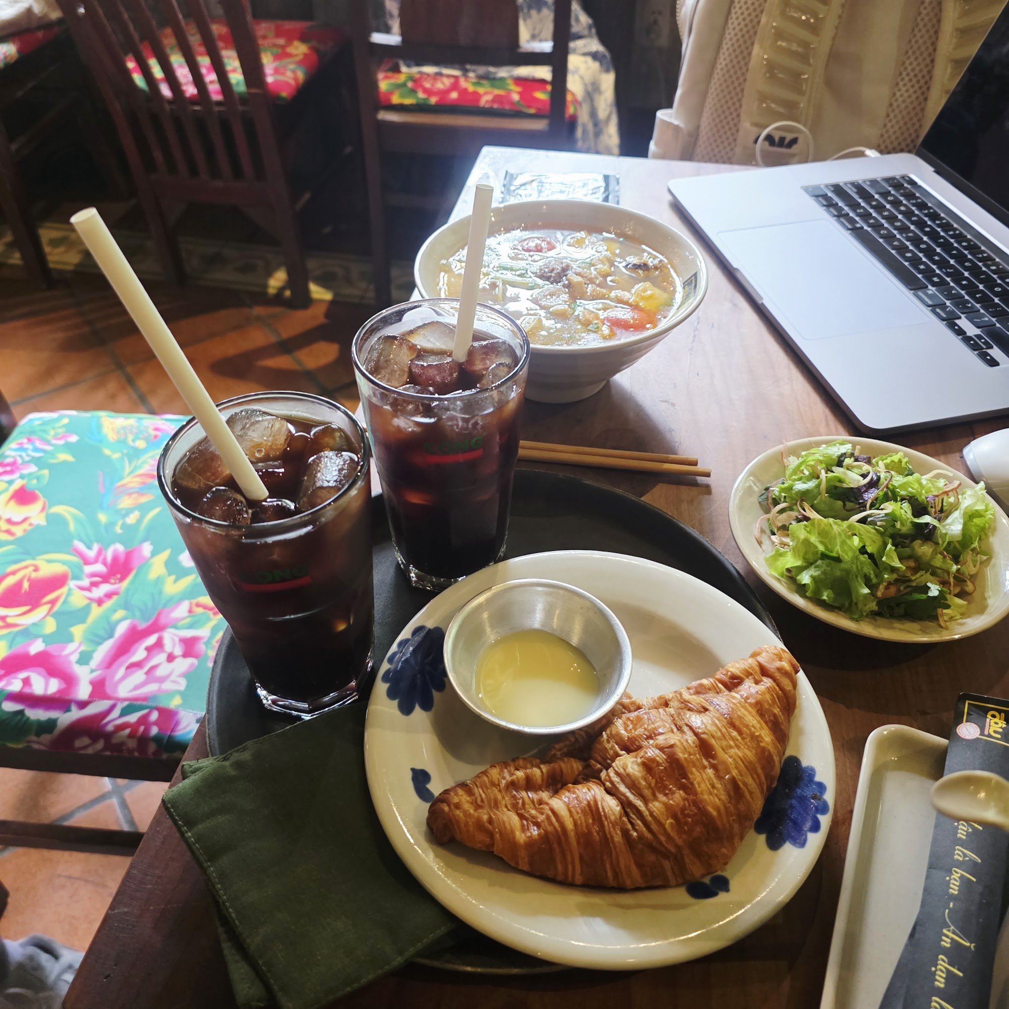 Croissant and Iced Beverage Set with Soup and Salad