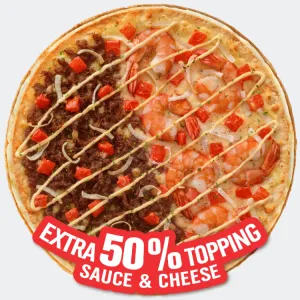 Super Topping Double Crust Parmesan Surf & Turf Pizza at Domino's Pizza