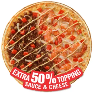 Super Topping Parmesan Surf & Turf Pizza at Domino's Pizza