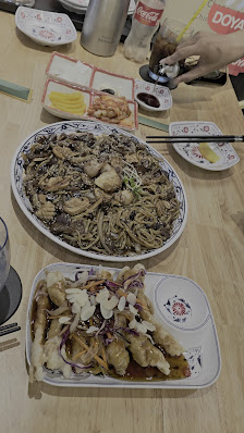 A mixed plate of Asian-style stir-fried dishes