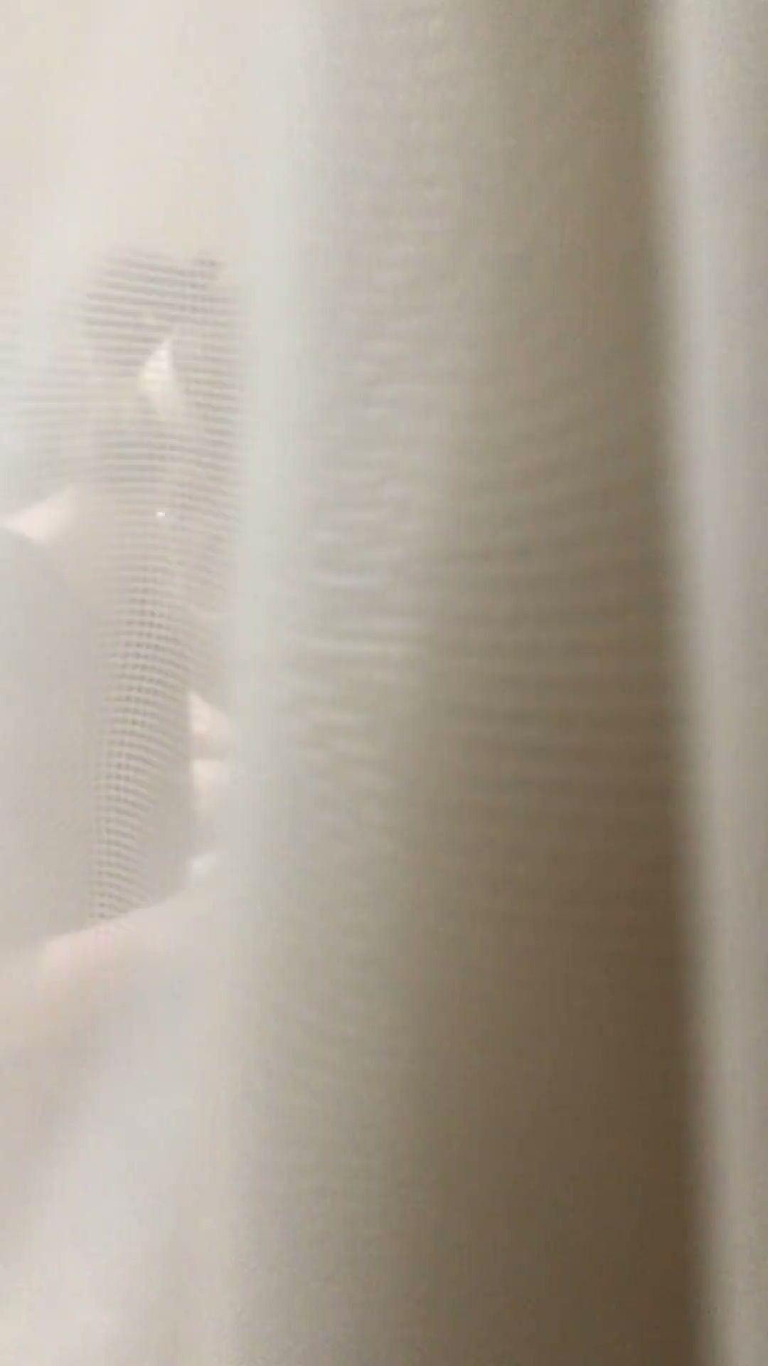 The image appears blurry and is taken through a mesh screen which obscures the view of any details inside.