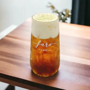 Lotus Tea with Dragon Eye Fruit and Cheese Foam at Faro Cafe - Thảo Điền Villa