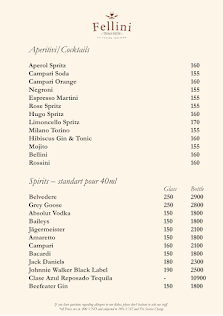 A menu from a venue named Fellini in Thao Dien, Saigon.