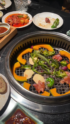 Grilled vegetables and meat