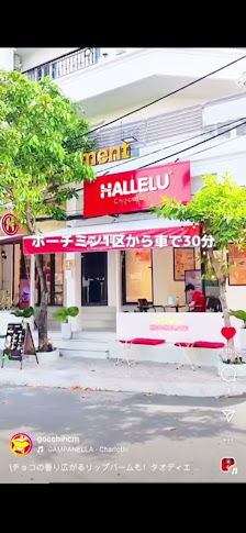 The image shows an exterior view of a restaurant named 'Hallelu' located in Thao Dien, Saigon.