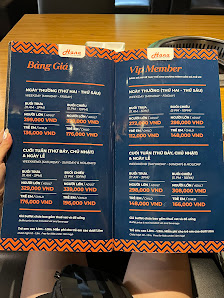 A menu displayed at a venue in Thao Dien, Saigon, featuring two sections: 'Dang Gio' and 'Vip Member'. It lists various dishes with prices in VND, inc