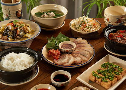Traditional Vietnamese meal spread