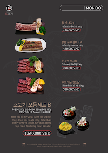 A menu from a venue in Thao Dien, Saigon showcasing various dishes and their prices.