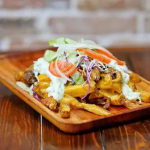 Dutch-style potatoes Kapsalon Mixed Chicken & Lamb. at KEBABY