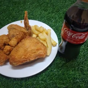 Combo of Chicken Thigh + Wing + Meatball + 1 free bottle of 390ml Coca-cola at Khoai