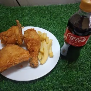 Combo of Thigh Meat + Wing + Drumstick, get a free 390ml Coke bottle at Khoai