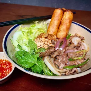 COMBO : 4 Mixed Beef Noodles & 2 Spring Rolls. at KOHA Kitchen Vietnamese Cuisine