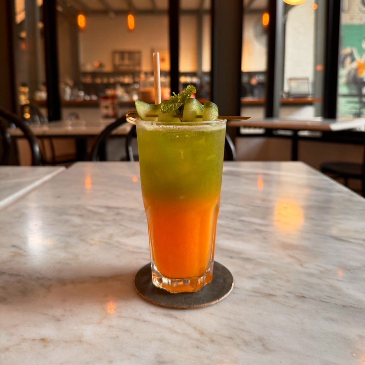 Gradient Cucumber Mint Cocktail