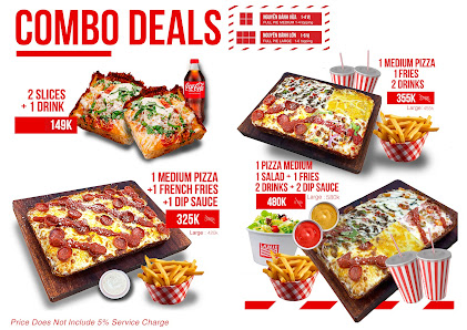 A promotional poster for Combo Deals at a restaurant in Thao Dien, Saigon featuring various food items and beverages.