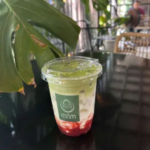 Matcha Strawberry latte at Mầm Coffee