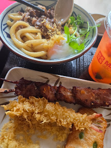 Udon Noodles with Satay and Fried Snacks