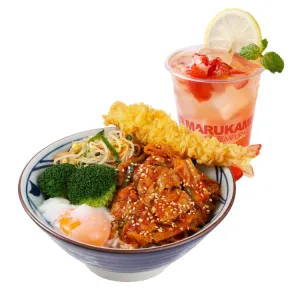 Bulgogi Rice Combo (L) + Yuzu Lemon Strawberry Hokkaido Drink at Marukame Udon - Thảo Điền