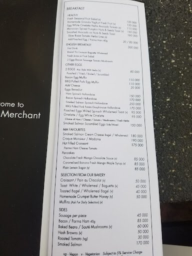 A menu from a restaurant in Thao Dien, Saigon displaying various breakfast items and their prices.