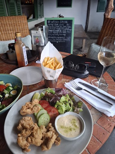 Salad with Fried Chicken and French Fries