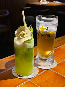 Green Cocktail & Sapporo Beer