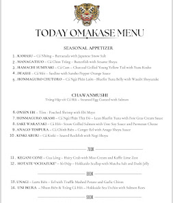 A menu from Thao Dien in Saigon displaying a seasonal appetizer section of Today Omakase's offerings.