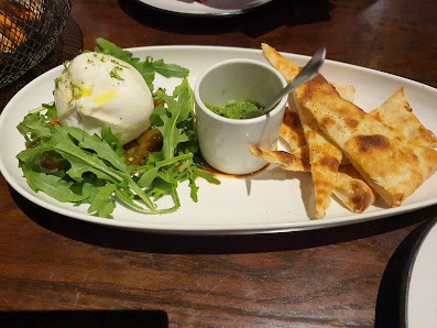 Burrata with Arugula and Fried Flatbread