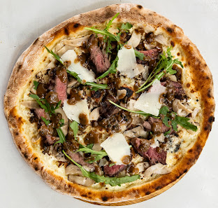 Wood-Fired Steak and Mushroom Pizza