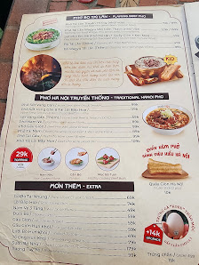 The image is a printed menu from a restaurant in Thao Dien, Saigon. It features sections like 'NƯỚC NÓI TRƯỜNG THẦN', 'MÓN NÓI TRƯỜNG THẦN', and 'MÓN