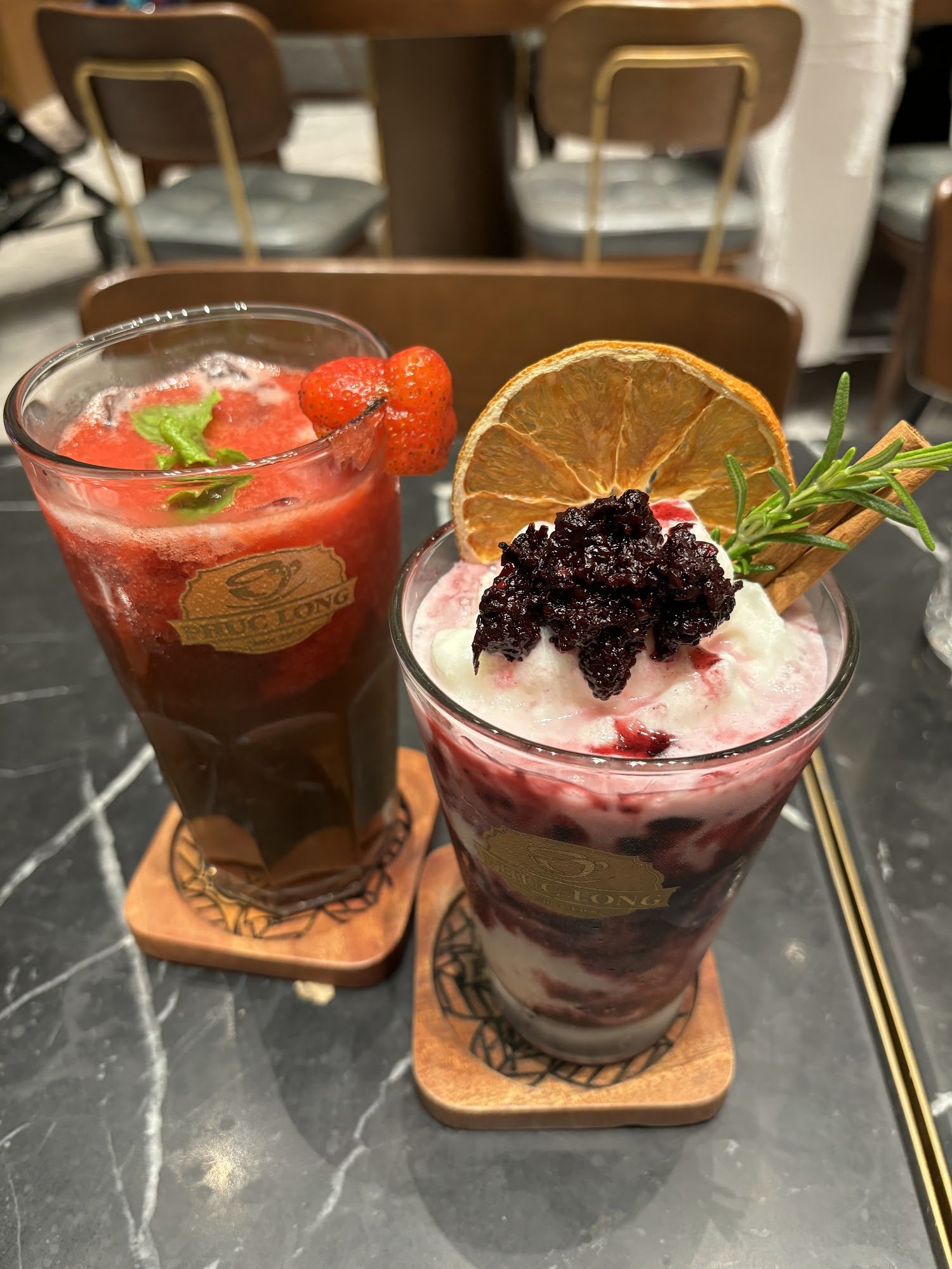 ["Strawberry Mint Cooler", "Blackberry Rosemary Cream Drink"]