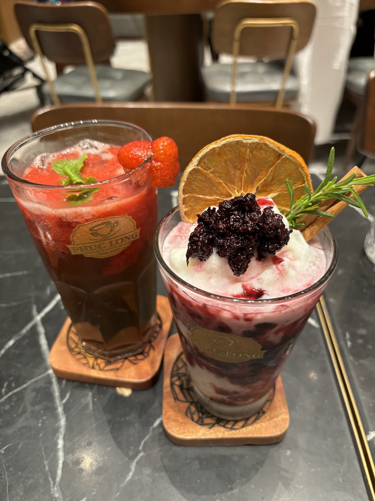 ["Strawberry Mint Cooler", "Blackberry Rosemary Dessert Drink"]