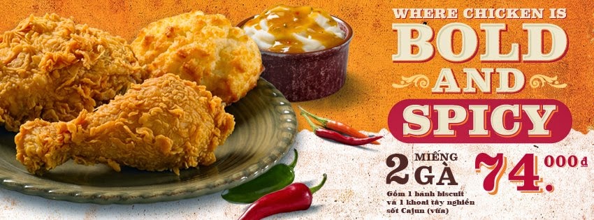 This image appears to be a promotional menu for fried chicken and biscuits from a restaurant or fast-food chain in Vietnam.