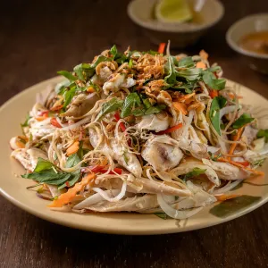 Whole Young Chicken Salad with Banana Blossom at Quán Bụi Bistro