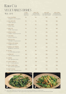 The image is a menu from a venue in Thao Dien, Saigon, featuring 'Kale Cuisines' and 'VEGETABLES DISHES' sections. It lists various vegetable dishes w