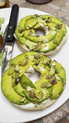 Avocado and Almond Bagel