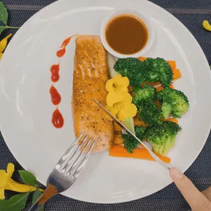grilled salmon steak at Simple Place
