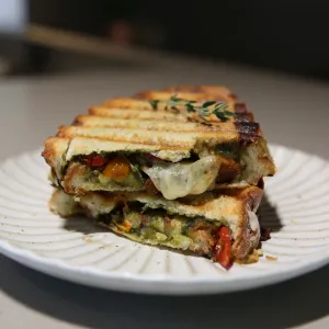 Grilled Egg Plant Basil Pesto Panini