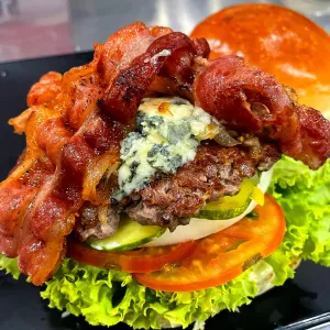 TRIPLE BLUE BROTHERS (Cheese Beef Burger with Triple Beef Patties) at Soul Burger