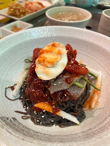 Black Noodle with Poached Egg