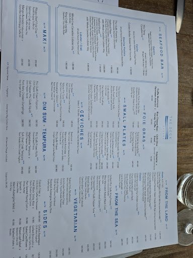 A printed menu from a venue in Thao Dien, Saigon, featuring sections like 'MARTI', 'DIM SUM', 'CEVICHE', 'VEGETARIAN', 'FROM THE SEA', 'SMALL PLATES',