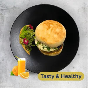 Garlic Pork & Egg Muffin With Orange Juice
