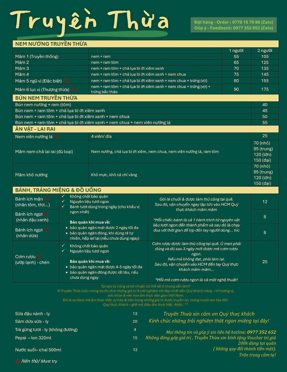 TRUYỀN THỪA - Nem nướng Vạn Ninh & Cơm vịt in Saigon