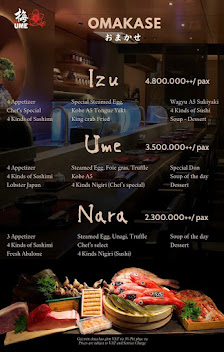 A menu board displaying various dishes and their prices at a restaurant named Omakase in Thao Dien, Saigon.